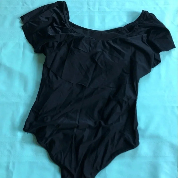 Black One Piece Swimsuit  with Rouched Sides - Picture 13 of 13